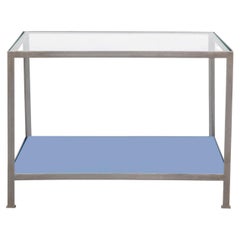 Lineo Table with Blue Back-Painted Glass