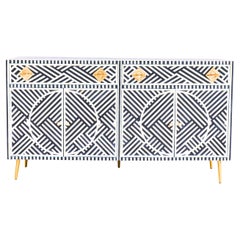 Lines Black Inlay Sideboard, Buffet Handcrafted by Artisanal