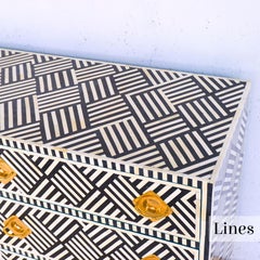Lines Black Inlay Six Drawer Dresser, Chest of Drawer Handcrafted by Artisanal