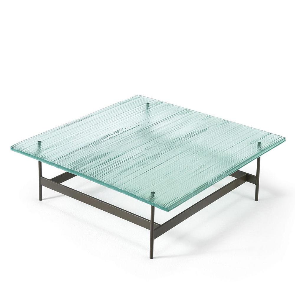 Contemporary Lines Glass Top Coffee Table with Smoked or Clear Finish Top For Sale