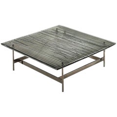 Lines Glass Top Coffee Table with Smoked or Clear Finish Top