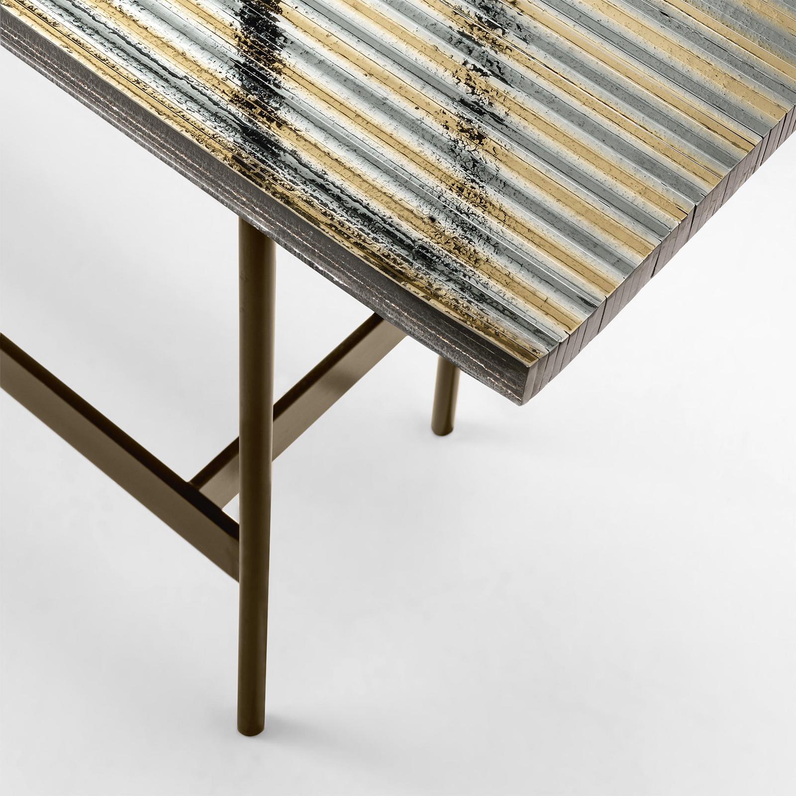 Lines Glass Top Console Table with Striped Glass Top For Sale 2