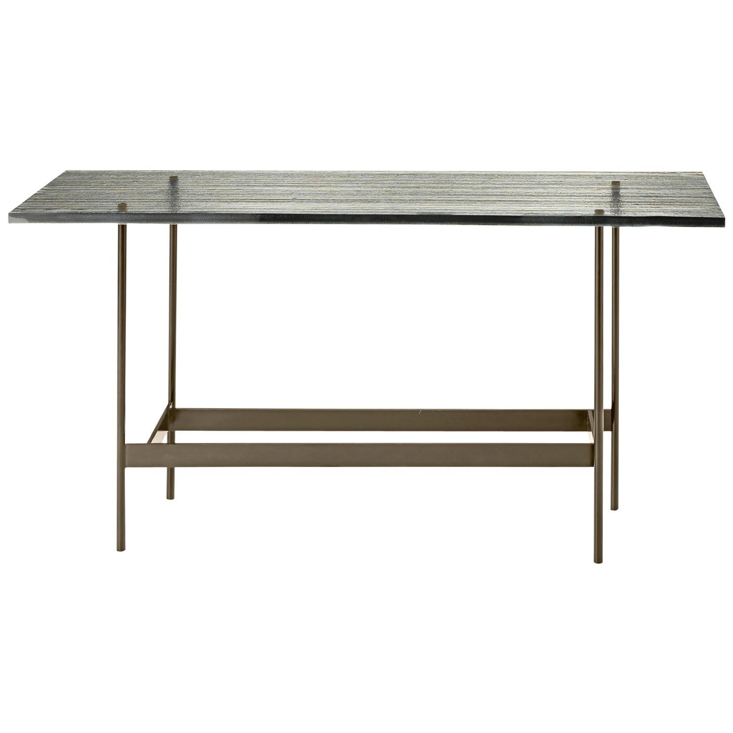 Lines Glass Top Console Table with Striped Glass Top