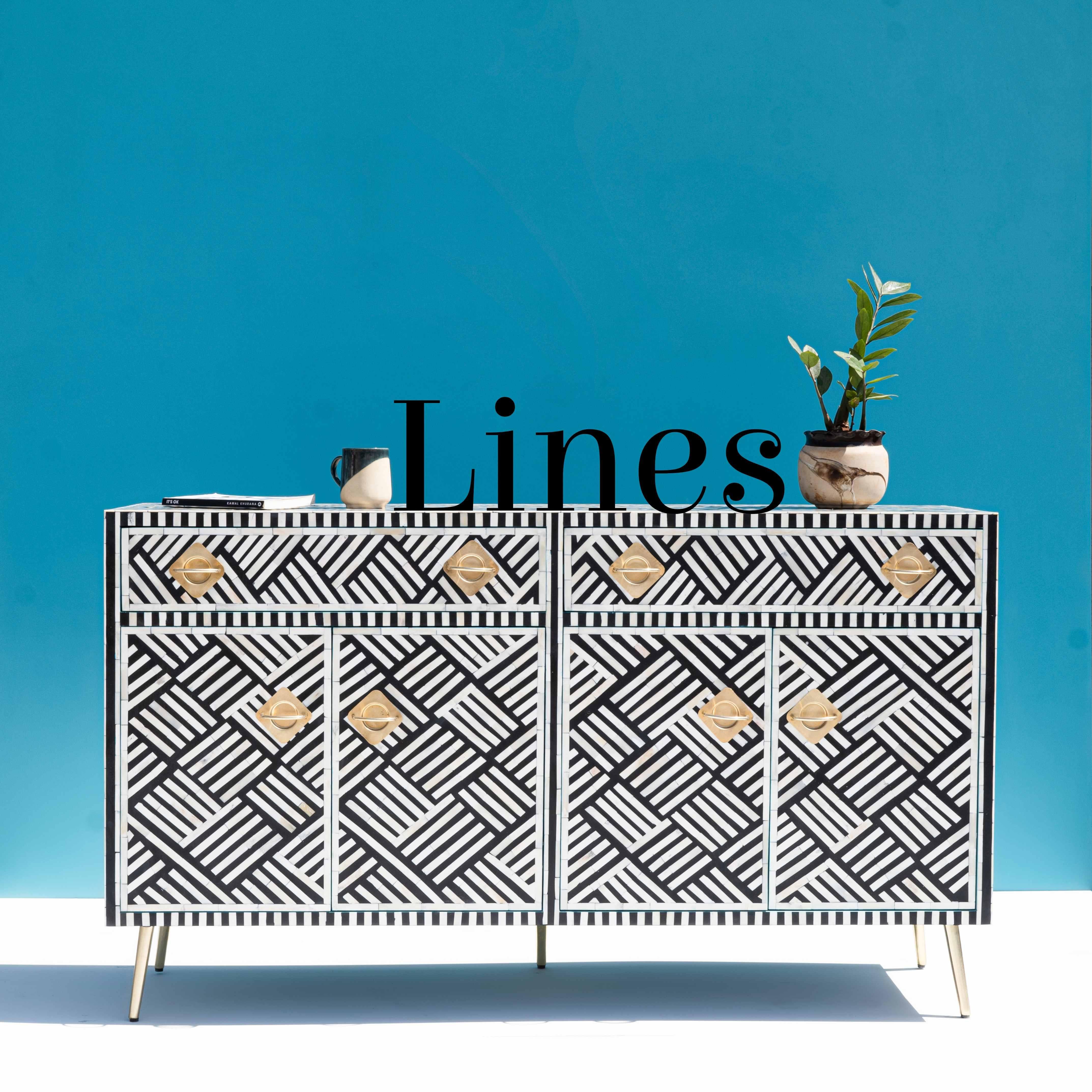 Lines Inlay Buffet In New Condition For Sale In New York, NY