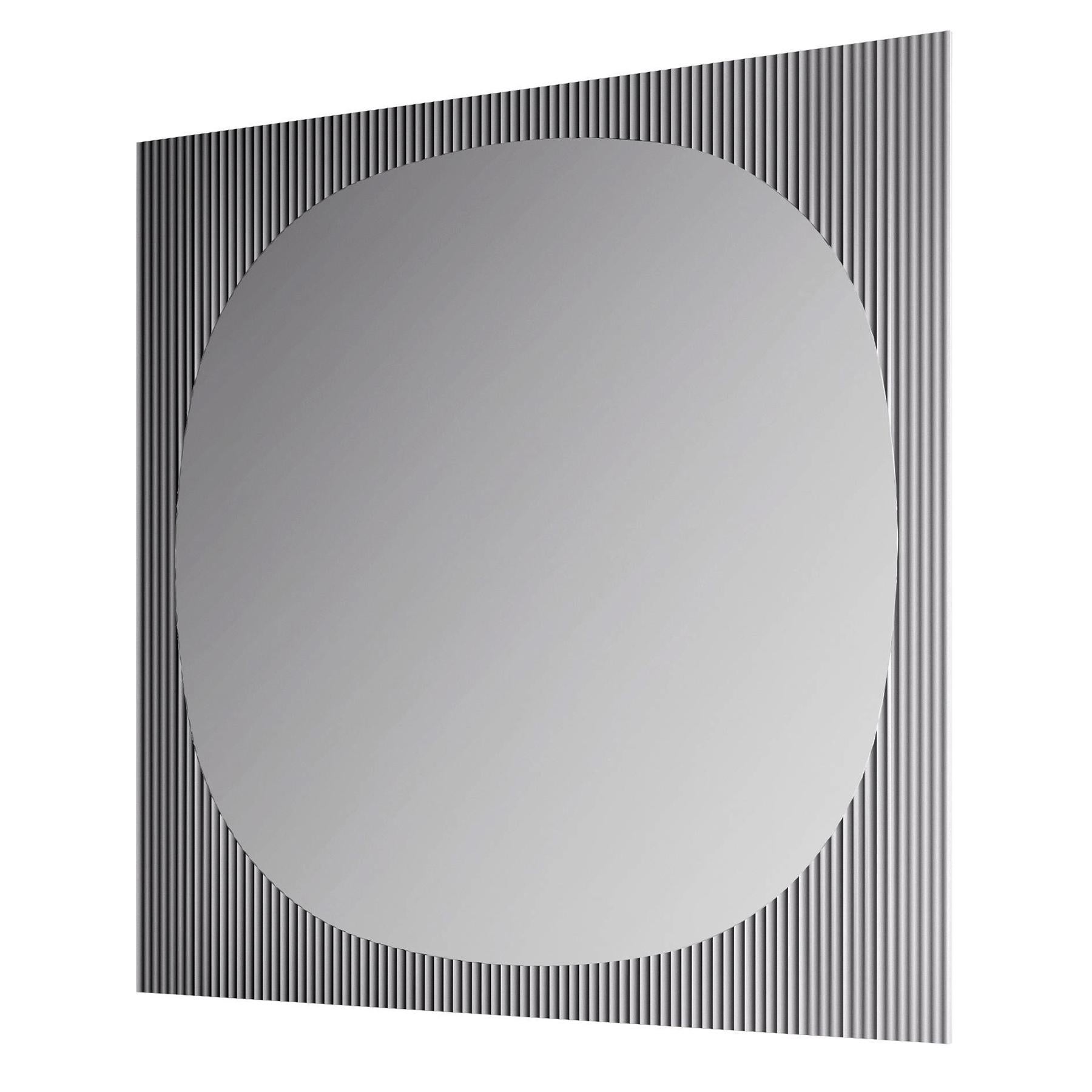 Mirror lines on square with glass and mirror glass
structure frame made by joining the glass with raised
lines-like effect and a mirror.