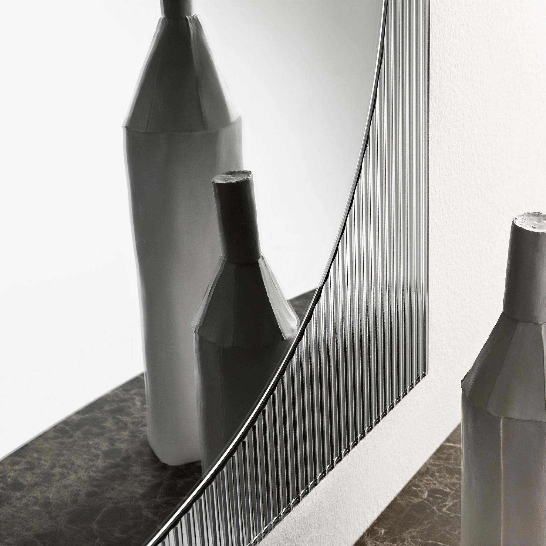 Glass Lines on Square Mirror For Sale