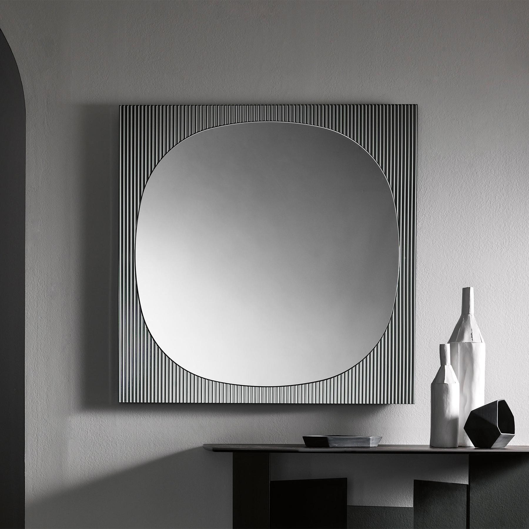 Lines on Square Mirror For Sale 1