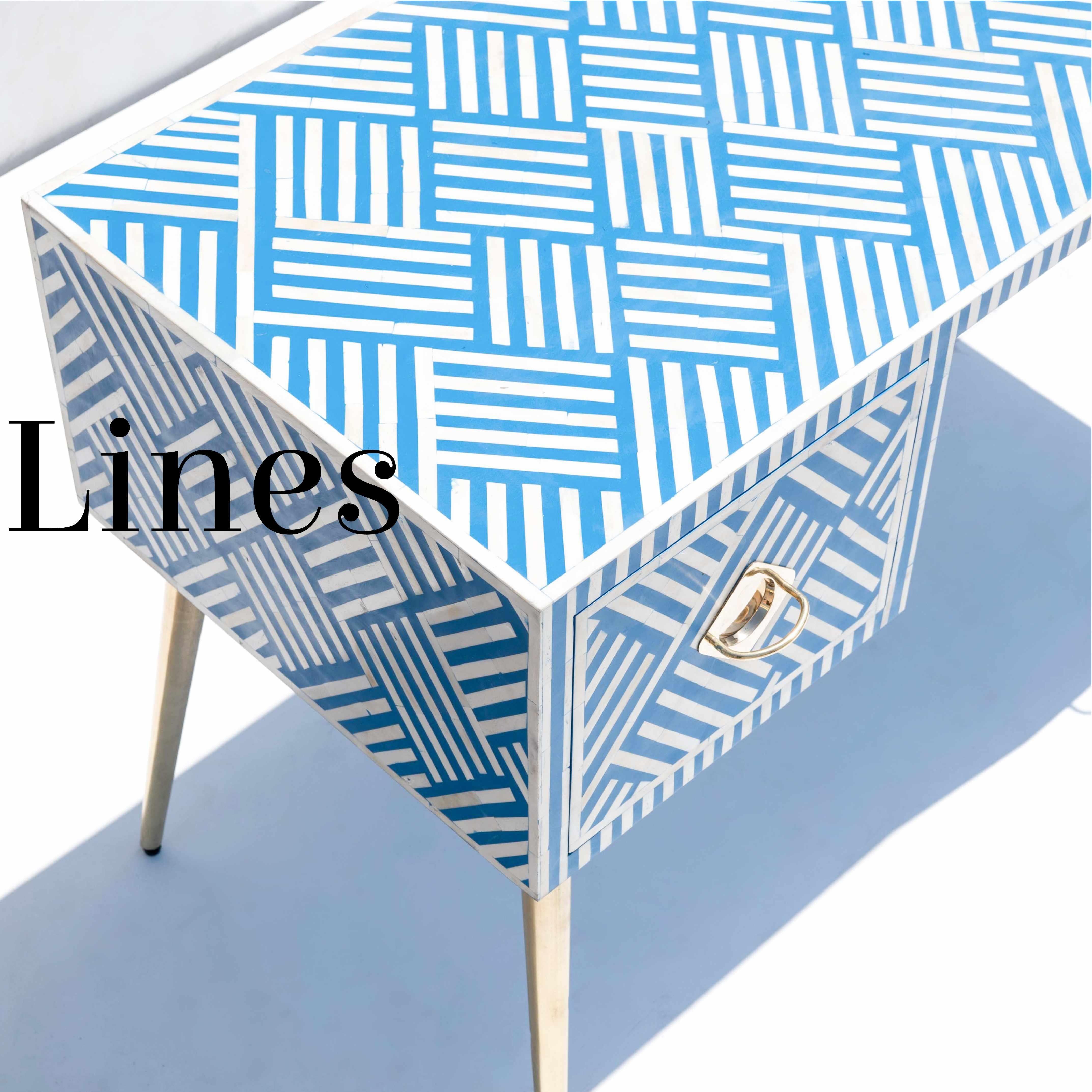 Mid-Century Modern Bureau lignes bleu ciel, fabriqué à la main par Artisanal en vente