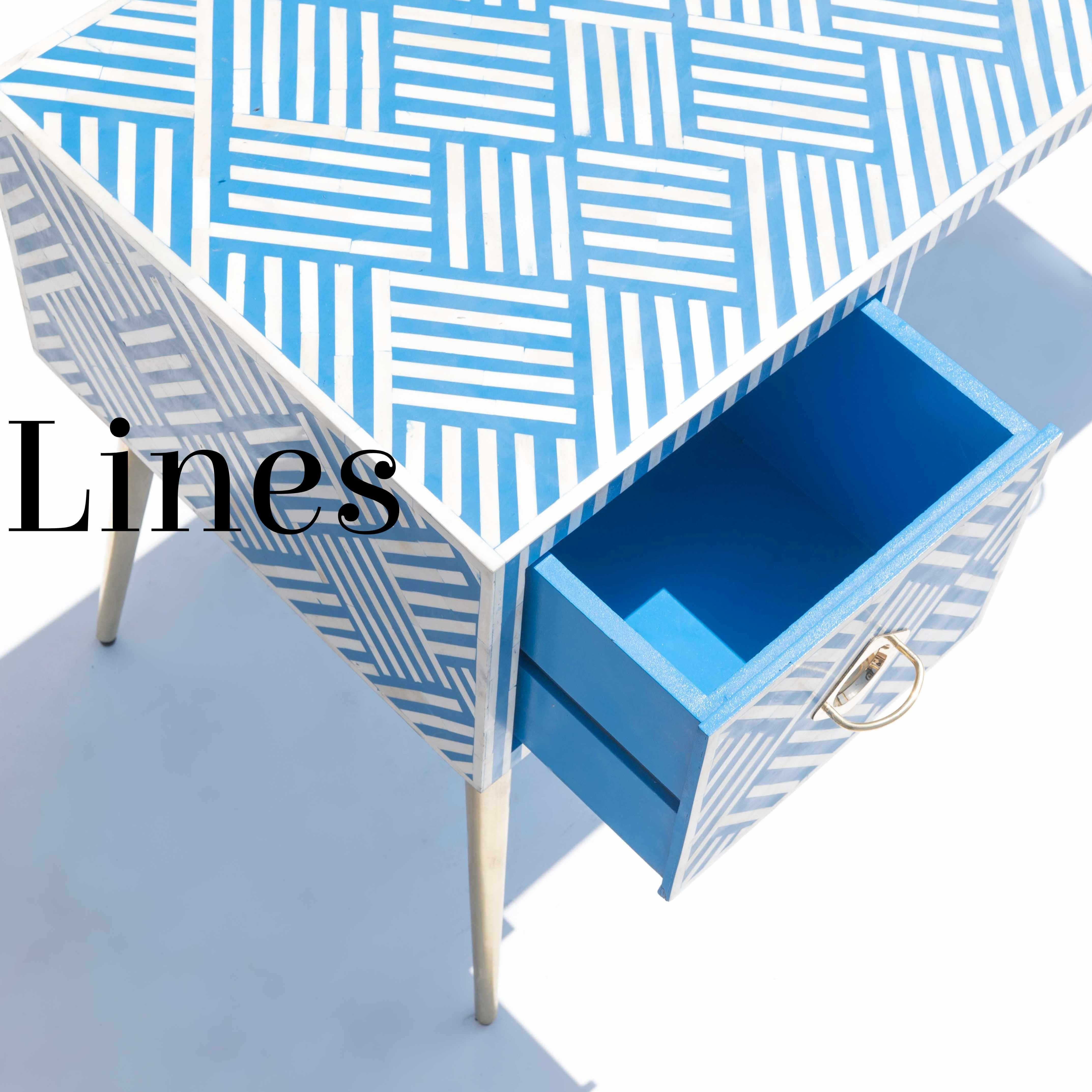 Indien Bureau lignes bleu ciel, fabriqué à la main par Artisanal en vente