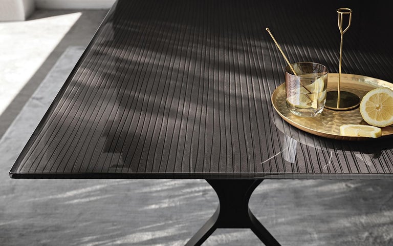 Lines Top Dining Table with Metal Tinted Top For Sale 2