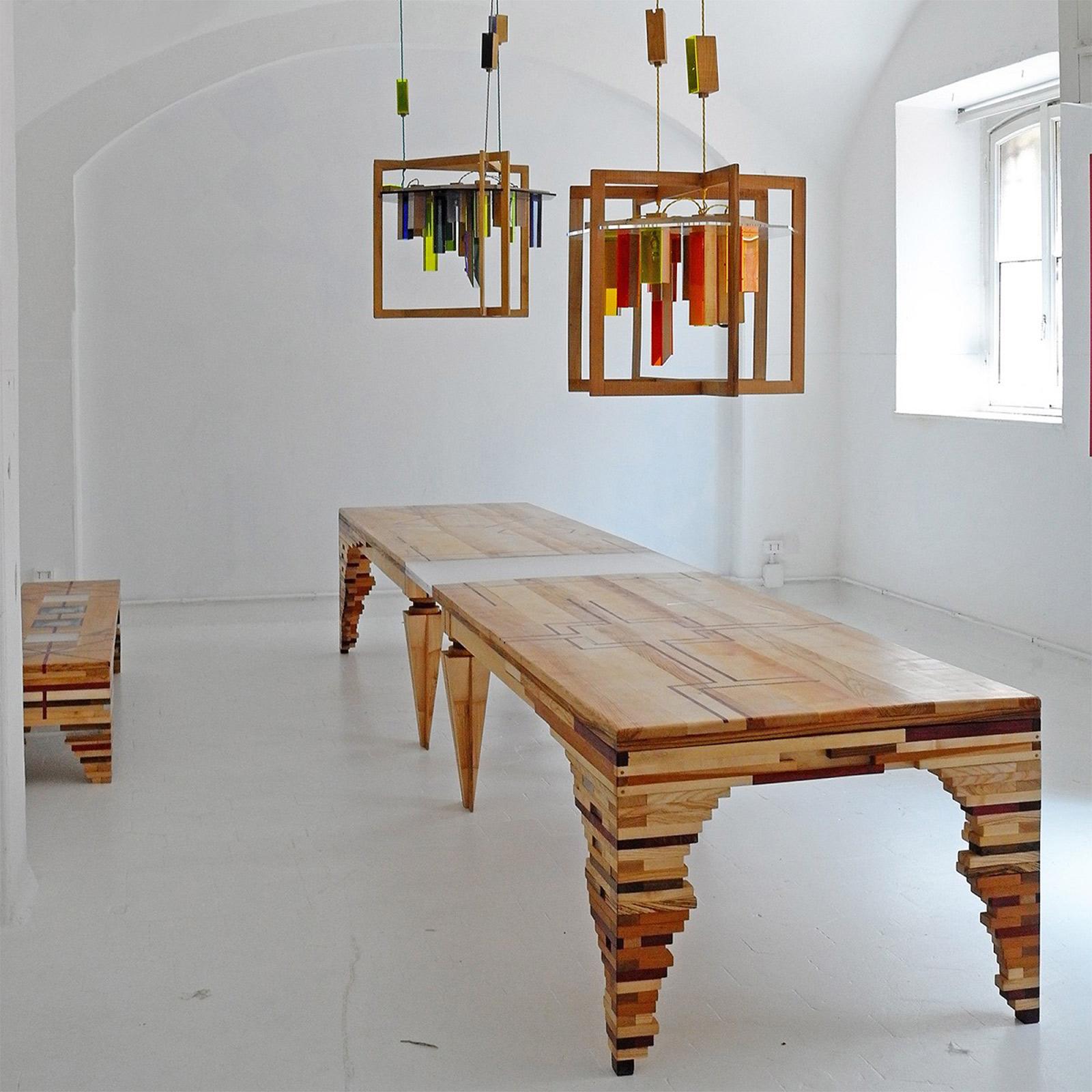 Italian 'Lines under the Forest' Big Dining Table by Hillsideout For Sale