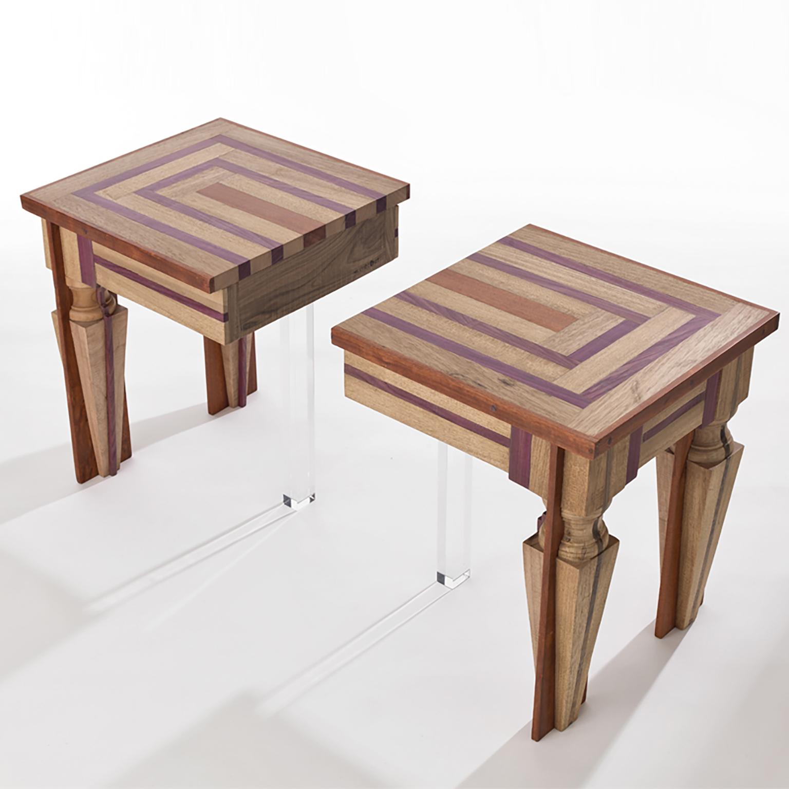 Table d'appoint en bois et plexiglas Lines Under the Forest Neuf - En vente à Roma, IT