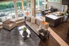 LINES Hand Knotted Contemporary Silk Rug in Beige & Taupe Colours by Hands