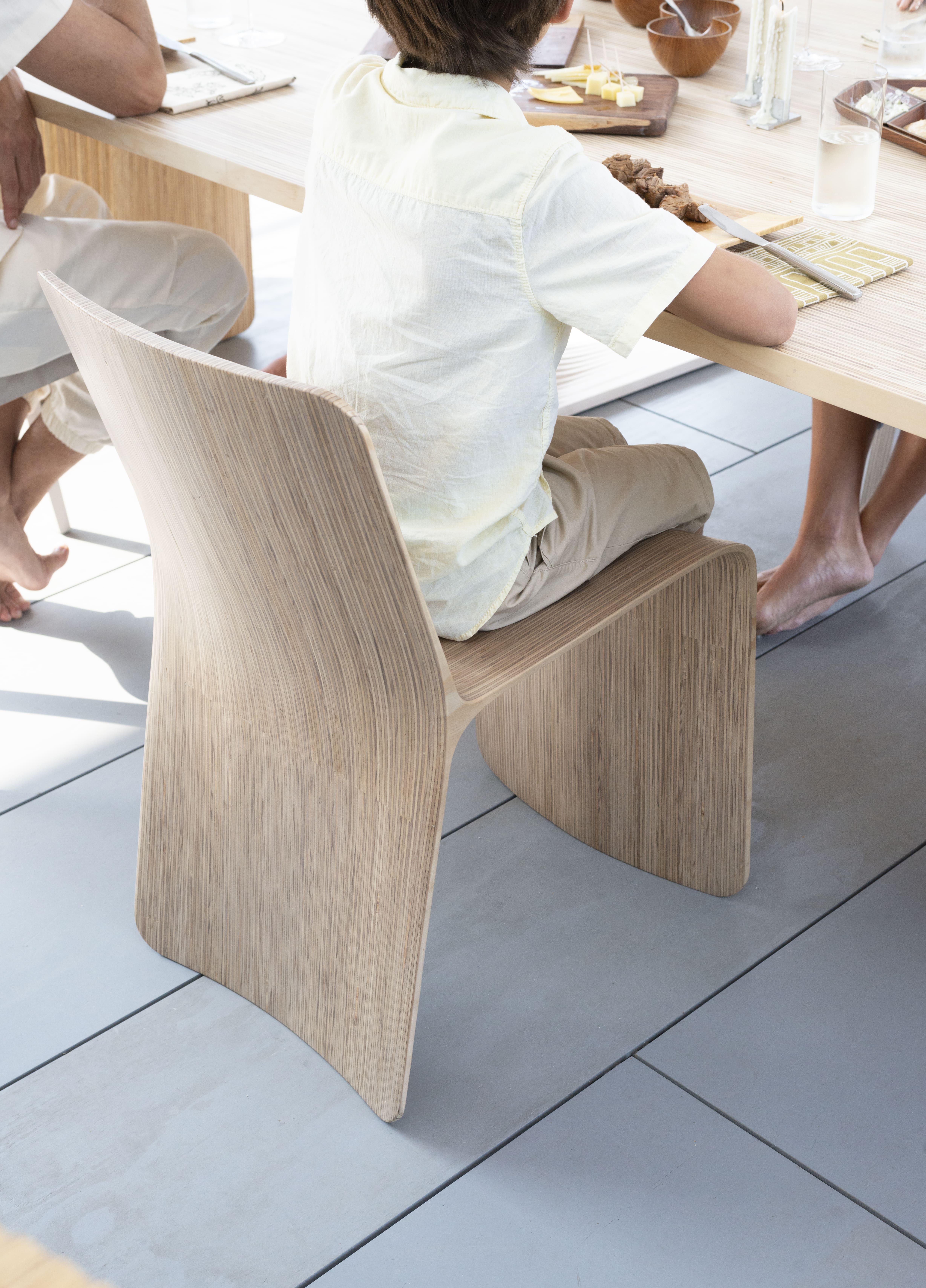 Plywood Lines Wood Dining Chair by Piegatto For Sale