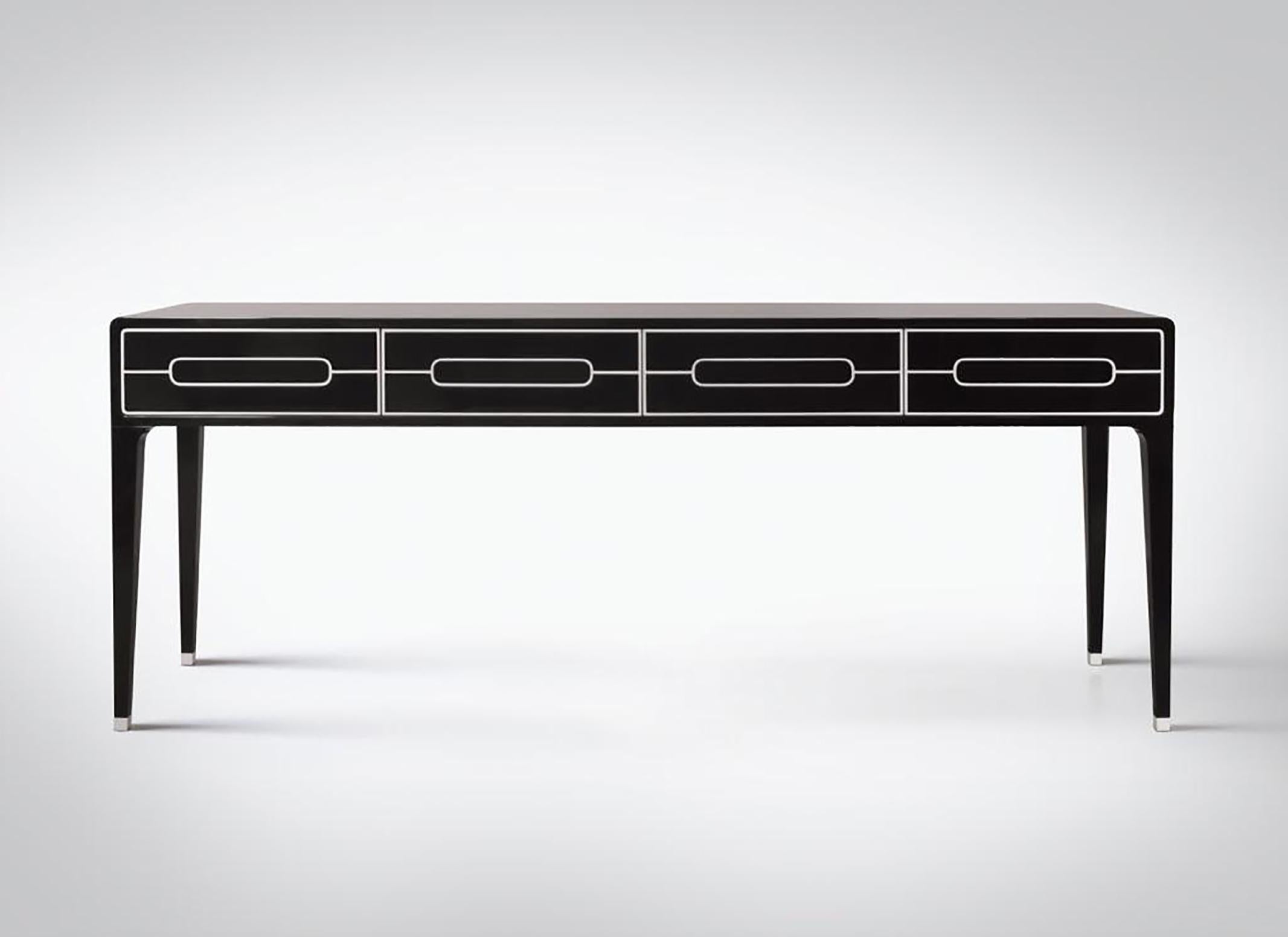 high gloss black console table