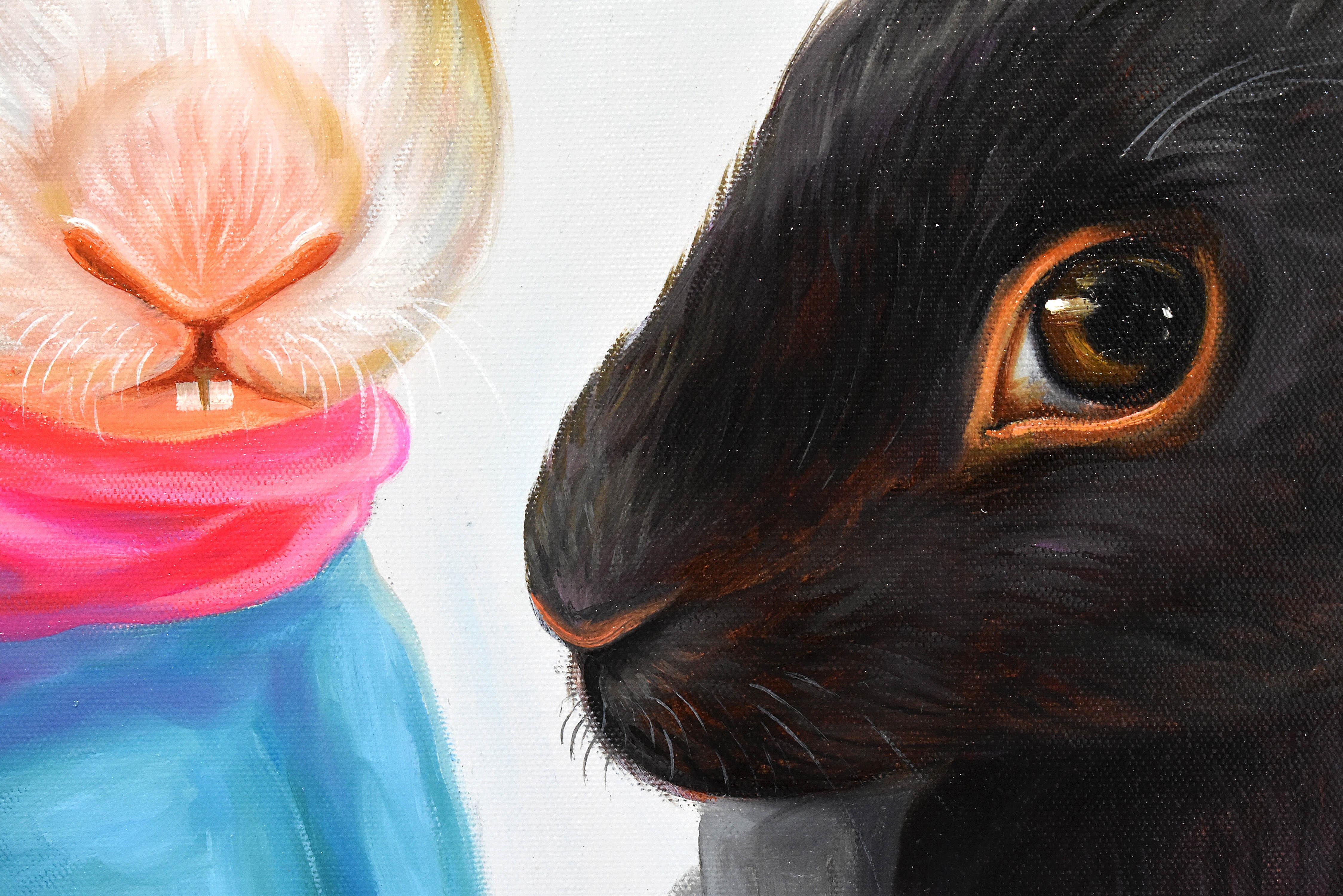 Dapper Rabbits - Sisterhood Squad. Rabbits in Vintage Clothing. Oil Painting 2