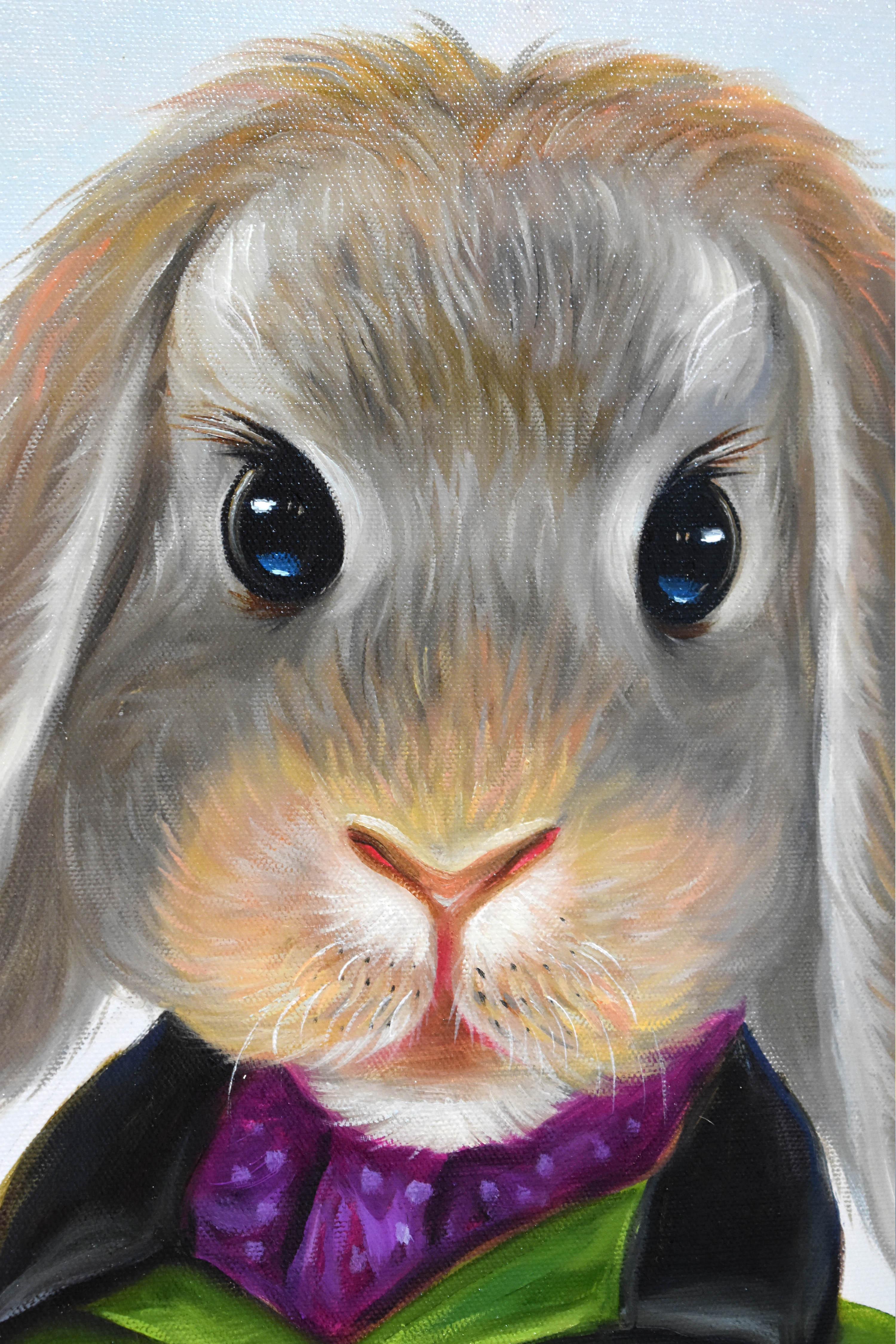 Dapper Rabbits - Sisterhood Squad. Rabbits in Vintage Clothing. Oil Painting 5