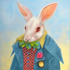 Dapper Rabbits - Young Buck. Rabbit in Vintage Clothing. Oil Painting