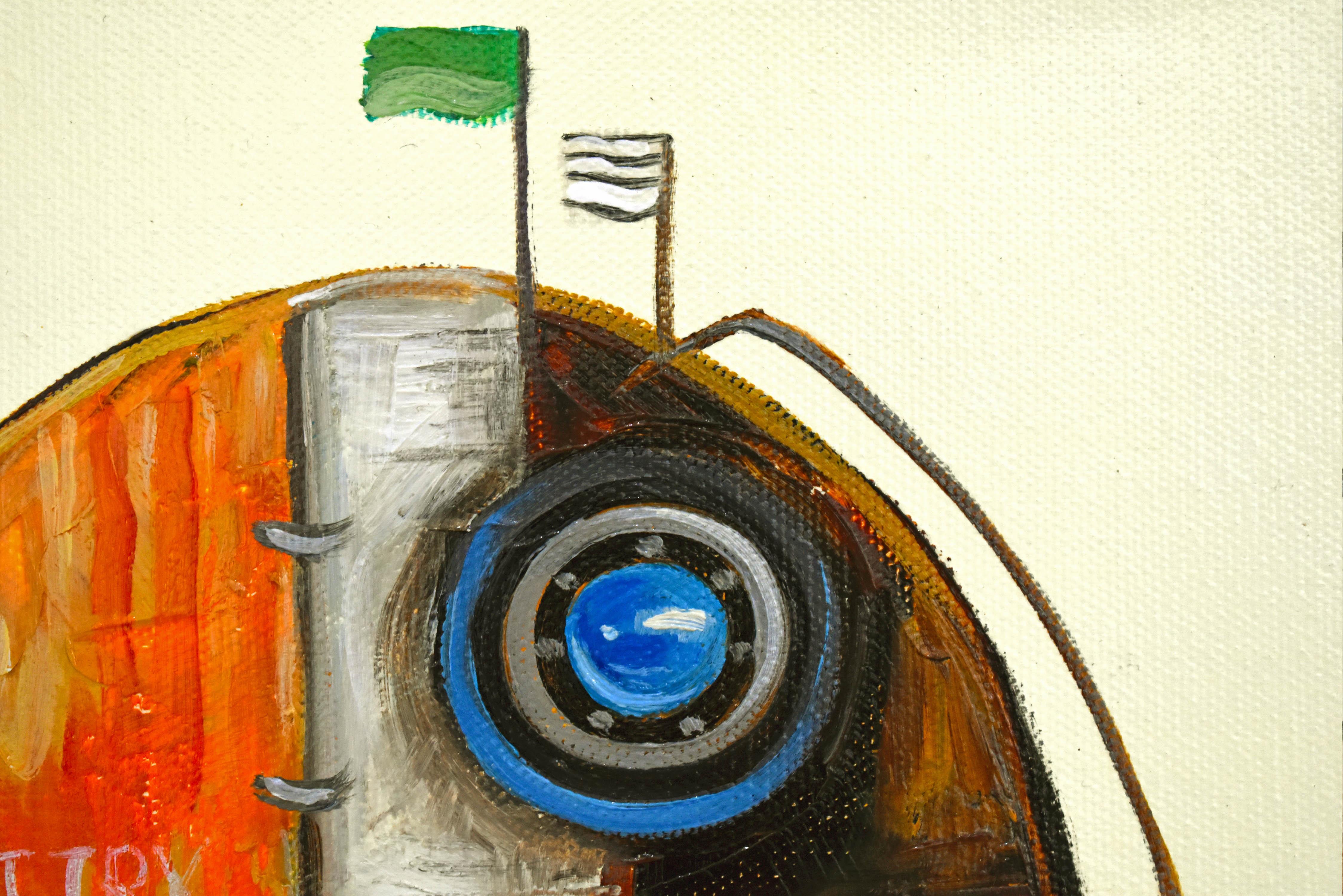 Marines mécaniques. Étoile de mer. Poisson Steampunk de l'océan. Peinture à l'huile d'un poisson en acier et en fer - Painting de Lingee Bangkhuntod