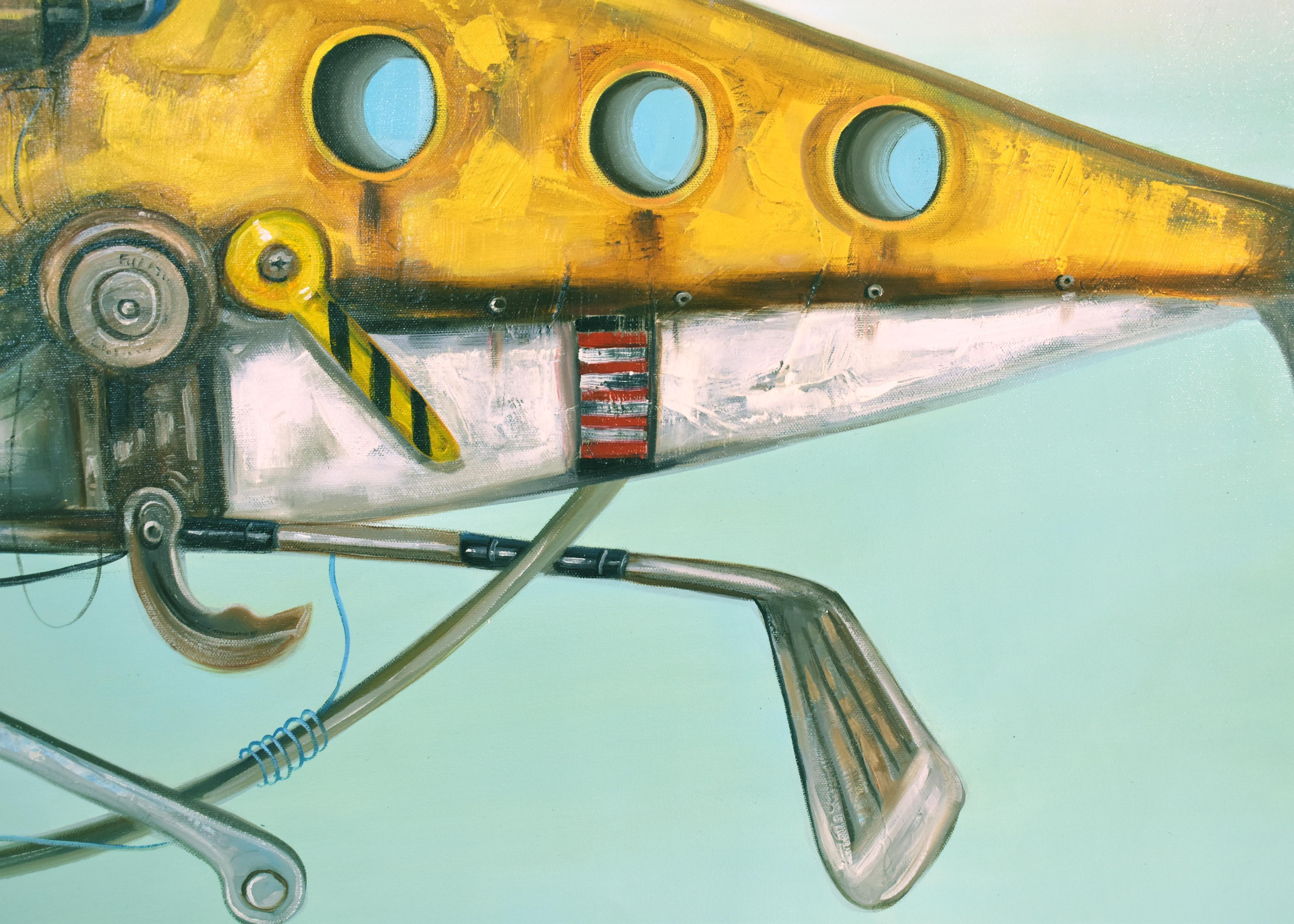Marinos mecánicos. Submarino Amarillo. Ballena Steampunk. Ballena de acero y hierro - Animal Painting Verde de Lingee Bangkhuntod