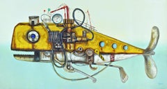Mechanical Marines. Yellow Submarine. Steampunk Whale. Steel Iron Whale 