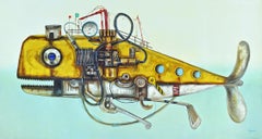 Marinos mecánicos. Submarino Amarillo. Ballena Steampunk. Ballena de acero y hierro