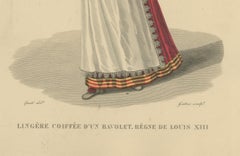 Lingère coiffée d’un Bavolett, Reign of Louis XIII – Handcoloured Engraving 1900