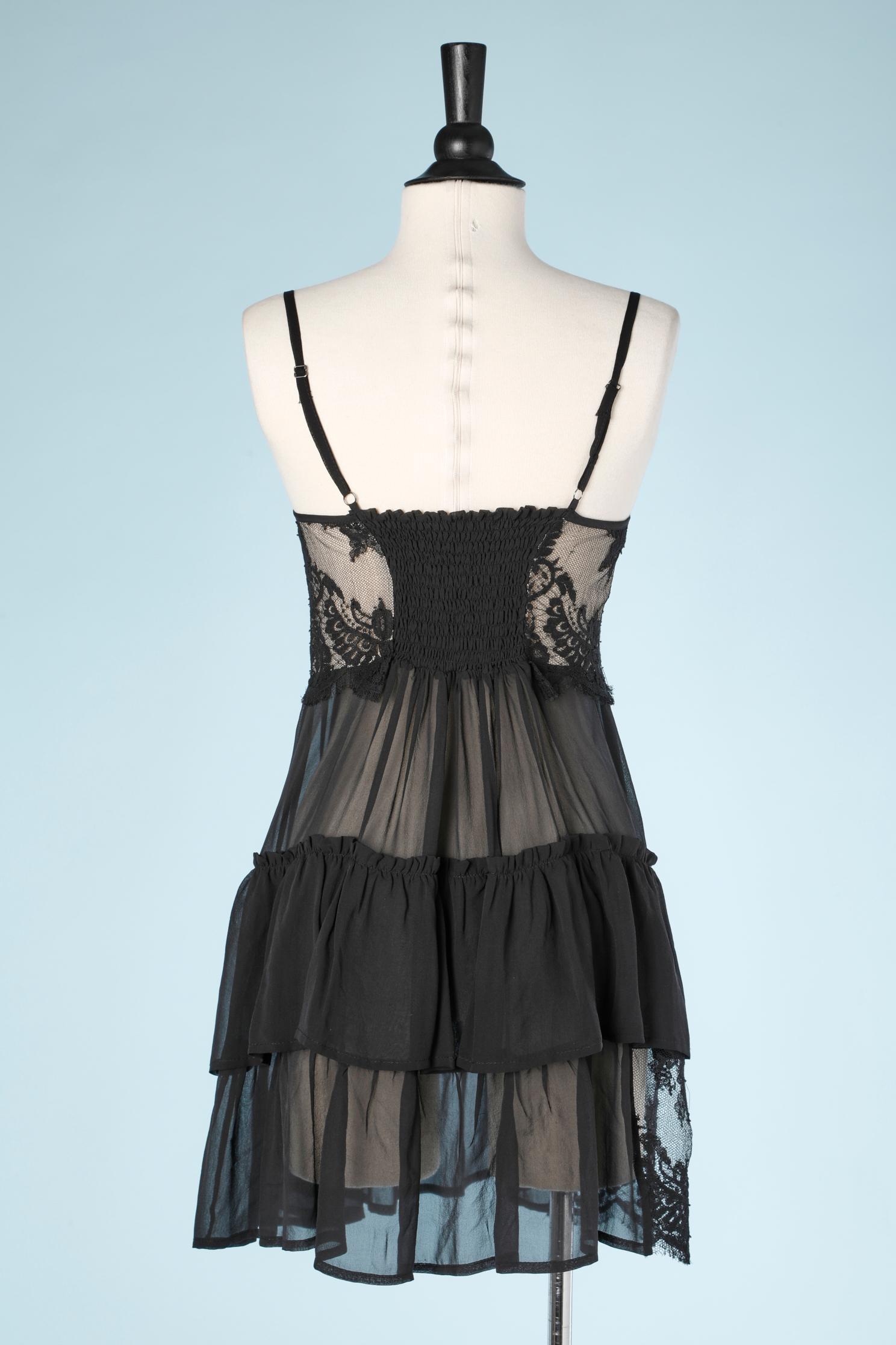 Black Lingerie dress in black lace and silk chiffon TWIN-SET Simona Barbieri 