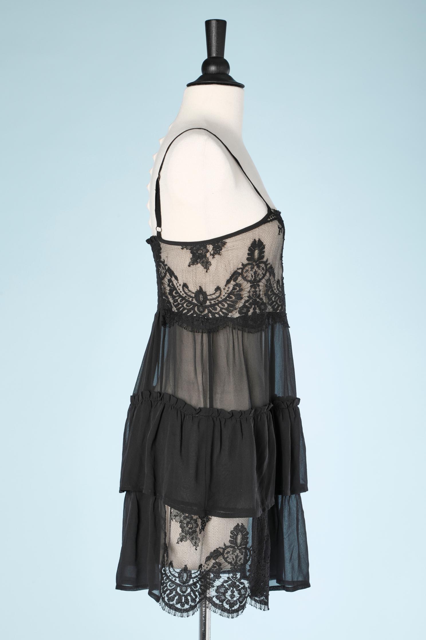 Lingerie dress in black lace and silk chiffon TWIN-SET Simona Barbieri  In Excellent Condition In Saint-Ouen-Sur-Seine, FR