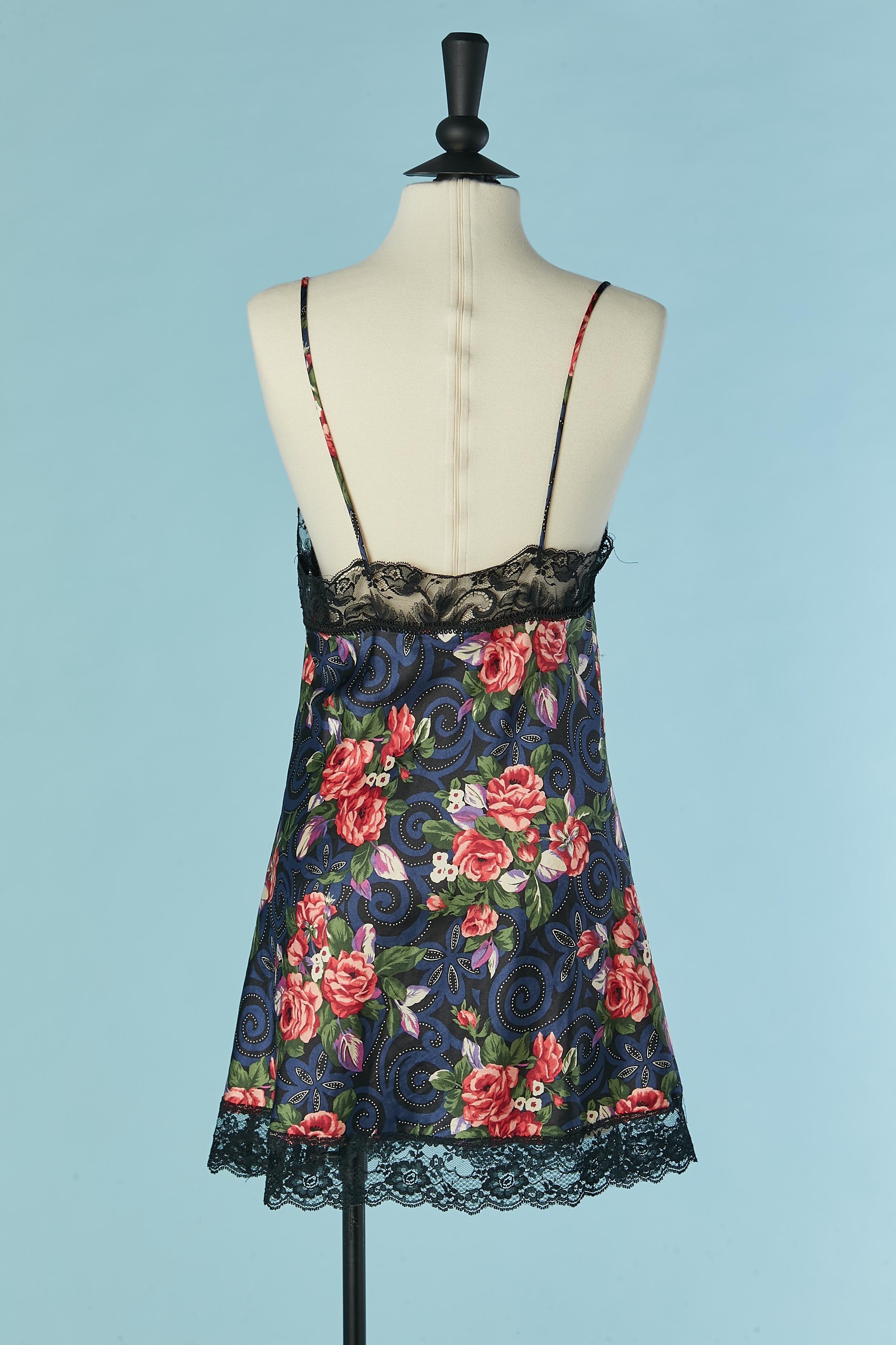 Women's Lingerie slip dress with flower print and lace edge CHRISTIAN DIOR for Saks For Sale
