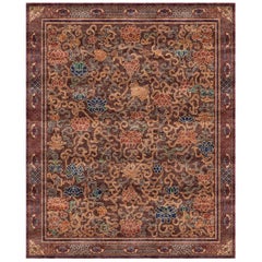 Floral Traditional Hand Knotted Wool Silk Rug - Lingering Garden Chestnut
