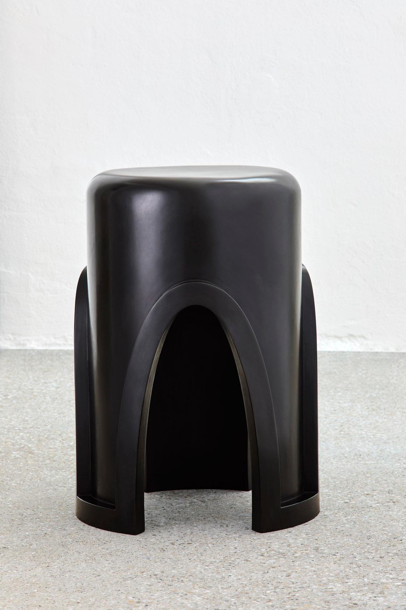 Post-Modern Unique Lingh Hand-Patinated Dark Bronze Side Table by Megarisiotis For Sale