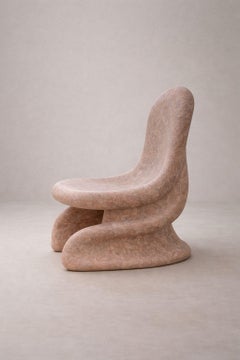 Lingüa Unique Sculptural Chair in Carved Travertine Stone by Andres Monnier