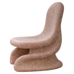 Lingüa Unique Sculptural Chair in Carved Travertine Stone by Andres Monnier