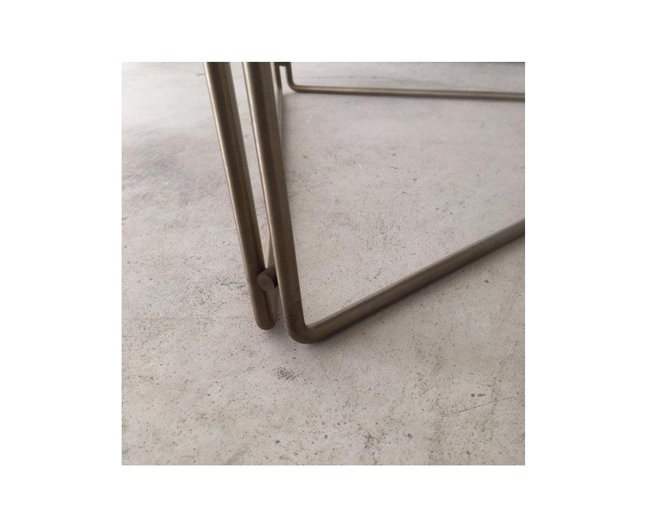 Brazilian Linha Side Table White Granite Top by Filipe Ramos