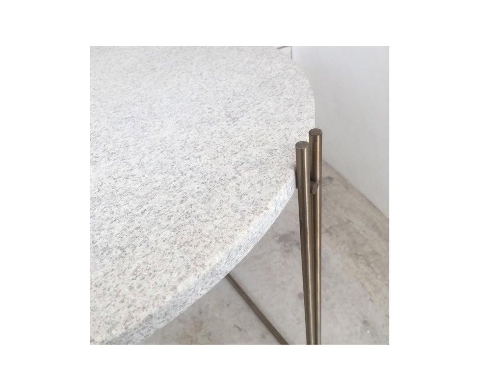 Polished Linha Side Table White Granite Top by Filipe Ramos