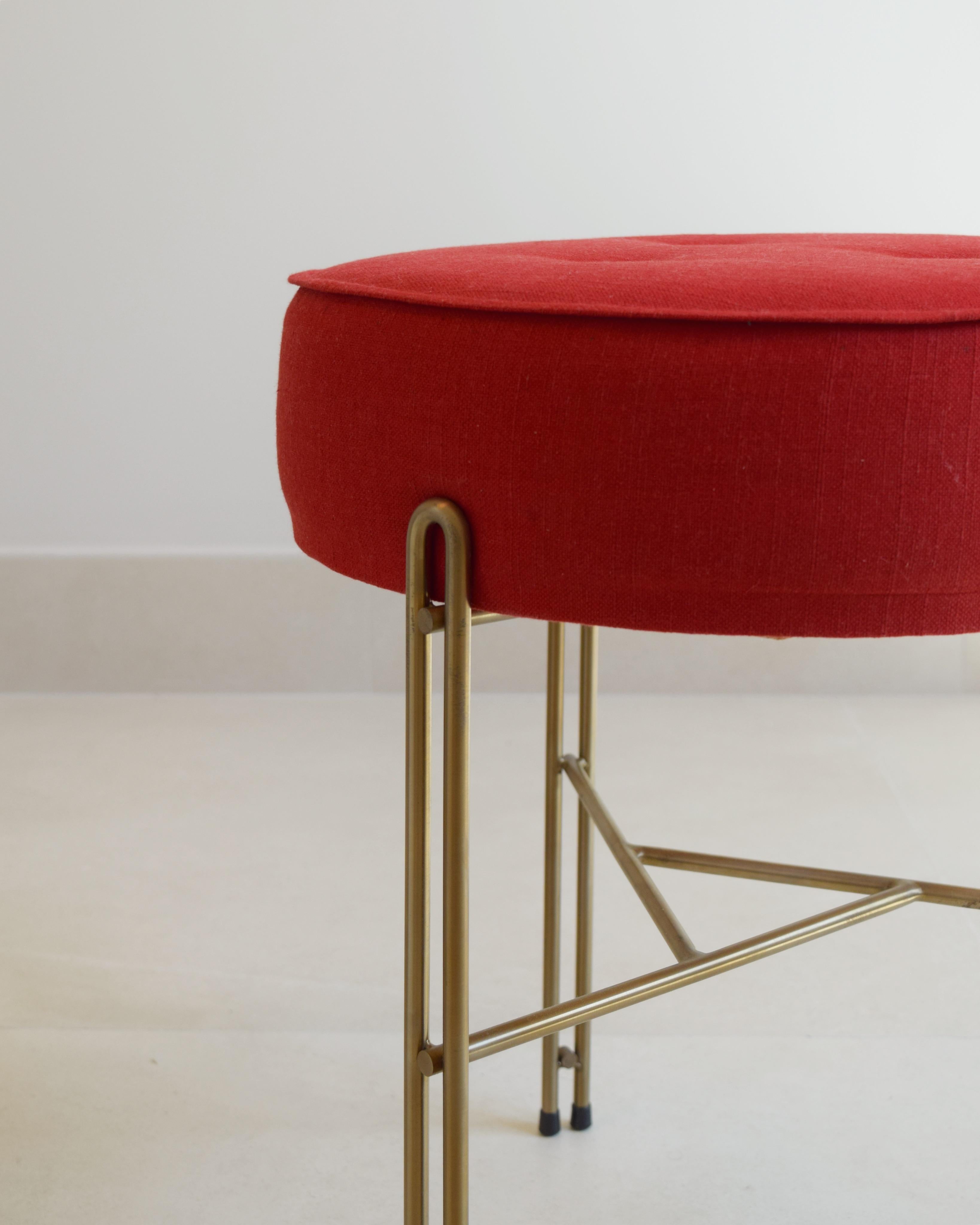 Contemporary Upholstered Cushioned Stool / Ottoman in Velvet Linen or Leather by Filipe Ramos For Sale