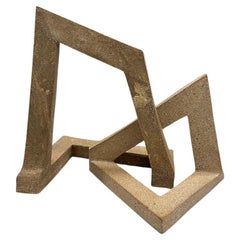 "Link" abstract geometric ceramic sculpture by Lauren Klenow, 2024, stoneware