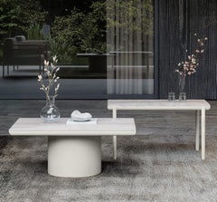 Link-Bisque Sintered Stone And Powder-Coated Aluminum Round Coffee Table by SNOC