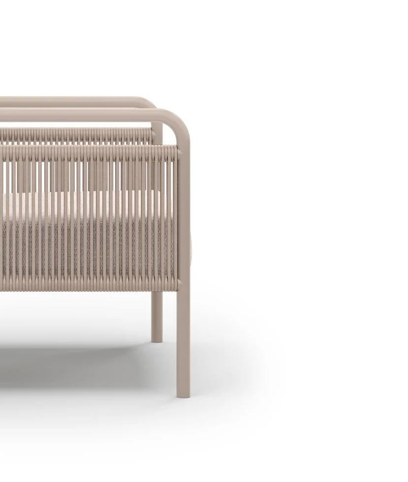 Sillón de exterior Link-Bisque de mimbre y aluminio con cojines by SNOC Recubrimiento de polvo en venta