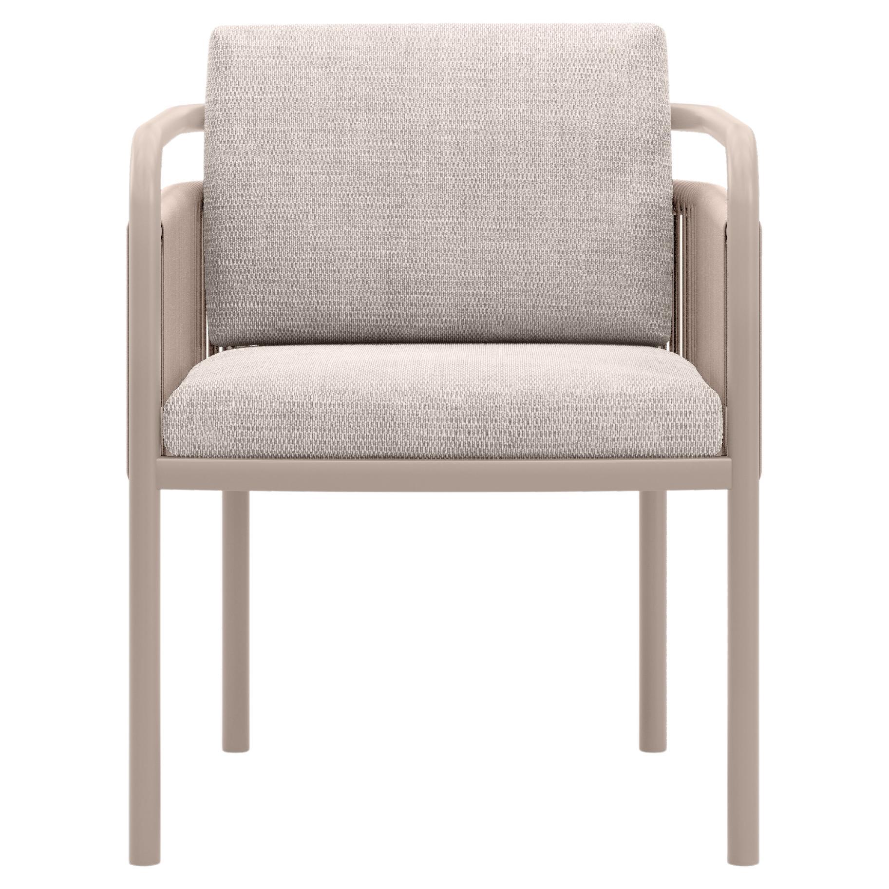 Chaise de salle à manger en osier, tissu et aluminium peint par SNOC