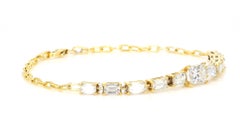 A Link Armband 3,40 CT Radiant & Smaragd Weiß GIA 18K Gelb *Natürliche Diamanten*