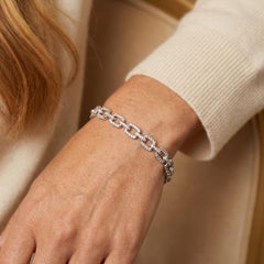 Link Bracelet "Bricks" in 18 kt whitegold with Diamond pavé