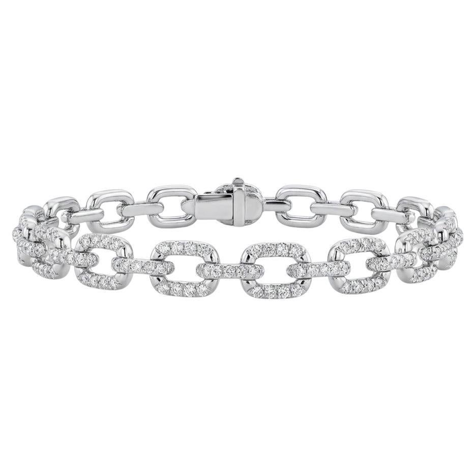 Link Bracelet "Bricks" in 18 kt whitegold with Diamond pavé