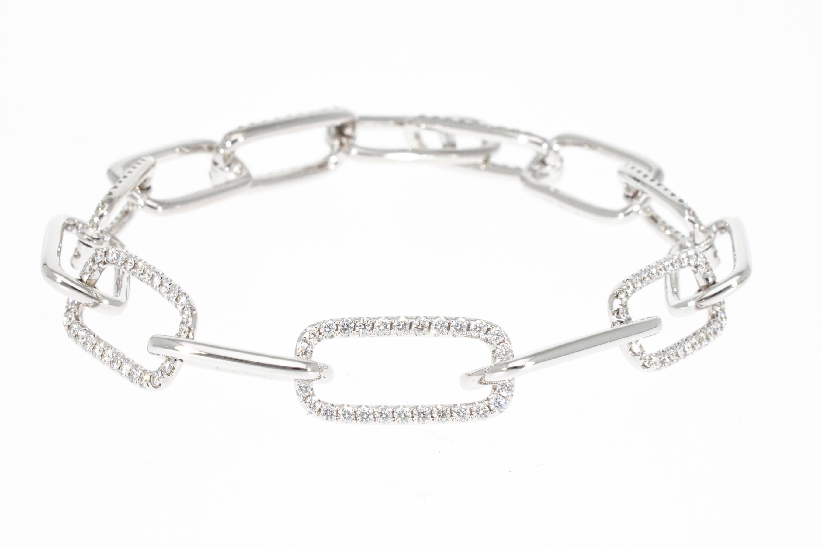 Taille brillant Bracelet à maillons avec 1,93 carat de diamants en vente