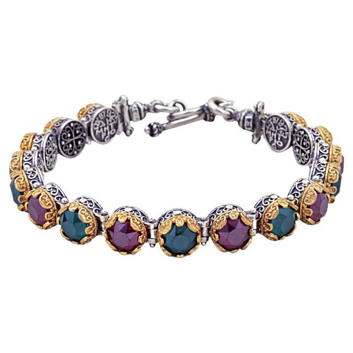 Link Bracelet with Multicolor Swarovski Crystals, Dimitrios Exclusive B050 For Sale