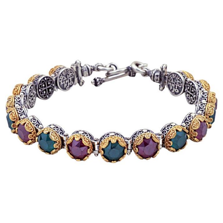 Link Bracelet with Multicolor Swarovski Crystals, Dimitrios Exclusive B050 For  Sale at 1stDibs