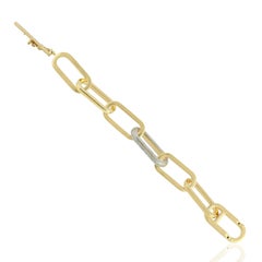 Link Chain Diamond 18 Karat Gold Bracelet