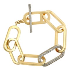 Link Chain Diamond 18 Karat Gold Bracelet