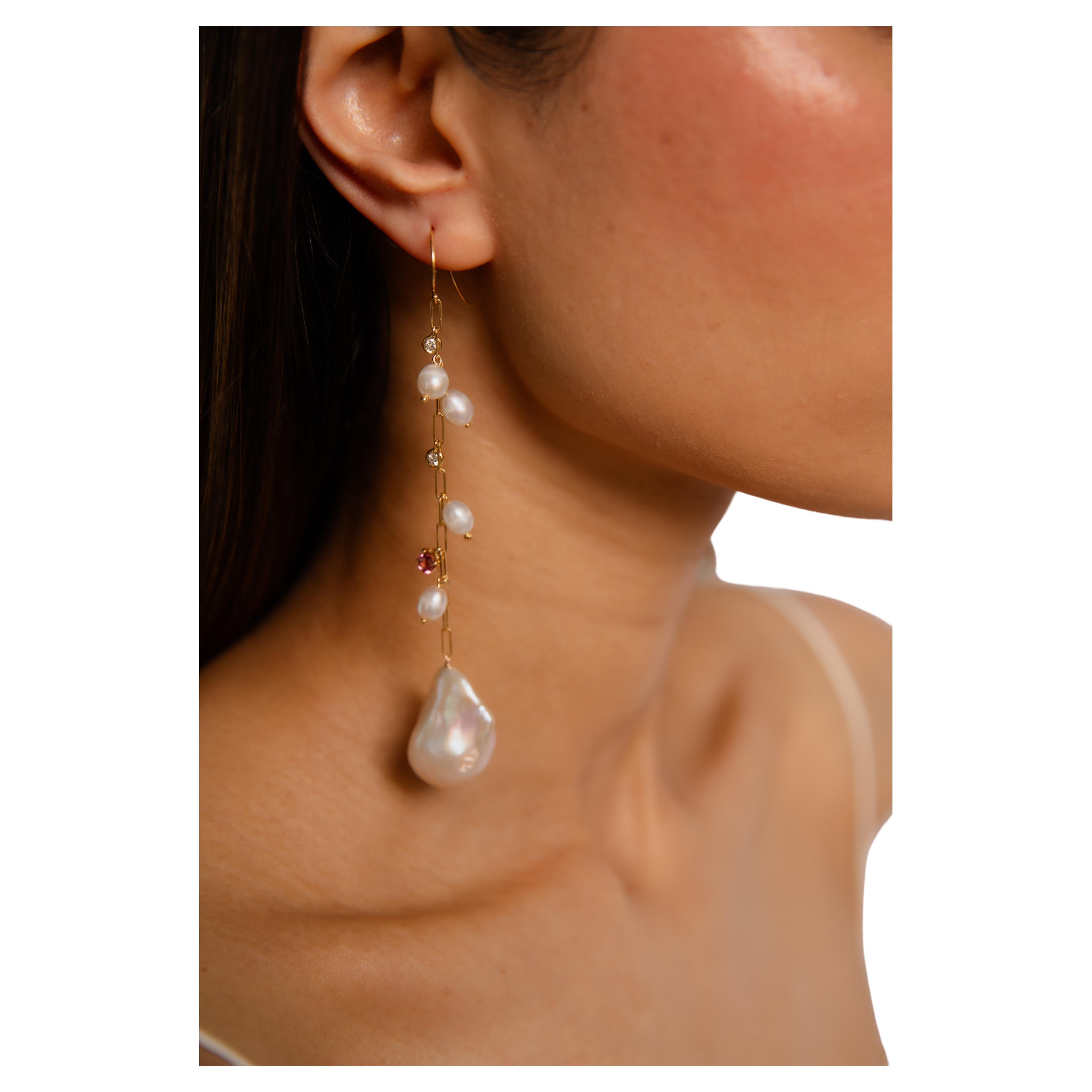 A Link Kette Ohrring mit Barockperlen